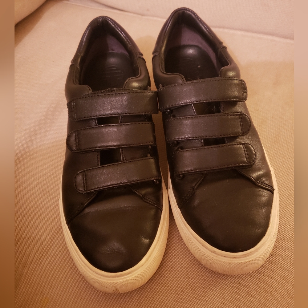 Tory Burch Tory Sport Black Leather Triple Velcro Strap Sneakers / Size 6